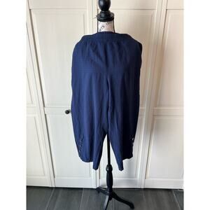 JM Collection Dark Blue Lightweight High waisted Capri Pants with Pockets